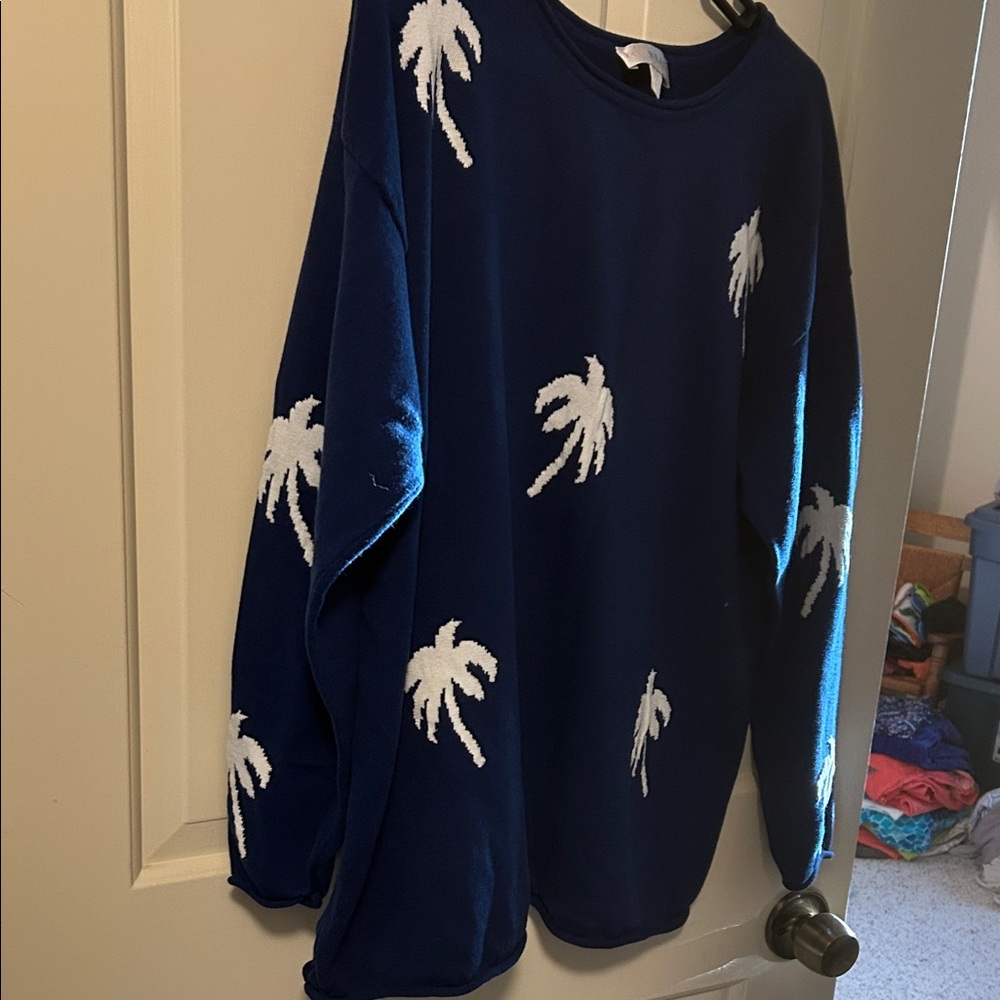 Blue Palm Tree Sweater